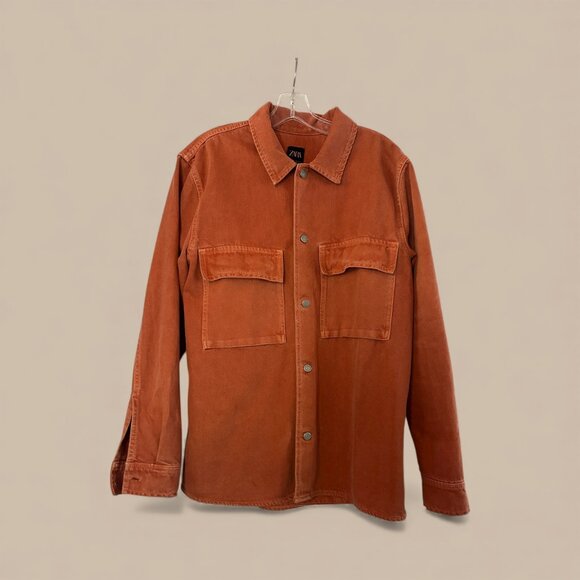 Rust Orange Zara Shacket - Size L - Picture 3 of 4